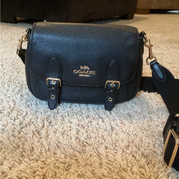 Coach Black Pebbled Leather Crossbody Bag - Picture 1 of 3